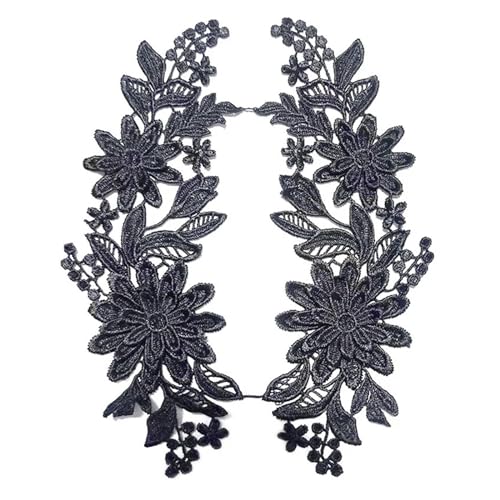 MYXJX applizieren, 3D-Stickerei-Spitzenapplikation for Hochzeitskleid-Dekoration, DIY-Kleidung, Nähzubehör(Black) von MYXJX