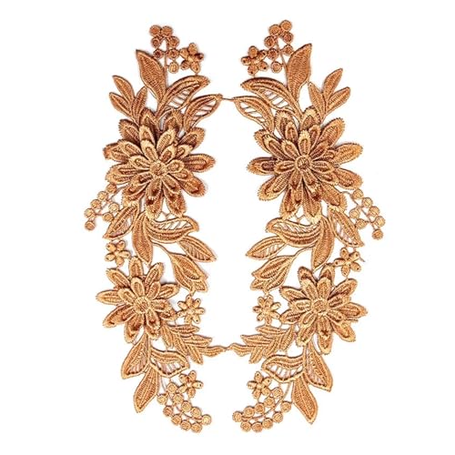 MYXJX applizieren, 3D-Stickerei-Spitzenapplikation for Hochzeitskleid-Dekoration, DIY-Kleidung, Nähzubehör(Gold) von MYXJX