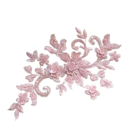MYXJX applizieren, DIY handgemachte Perlenapplikation Blumenaufnäher Hochzeitszubehör Spitze(Pink) von MYXJX