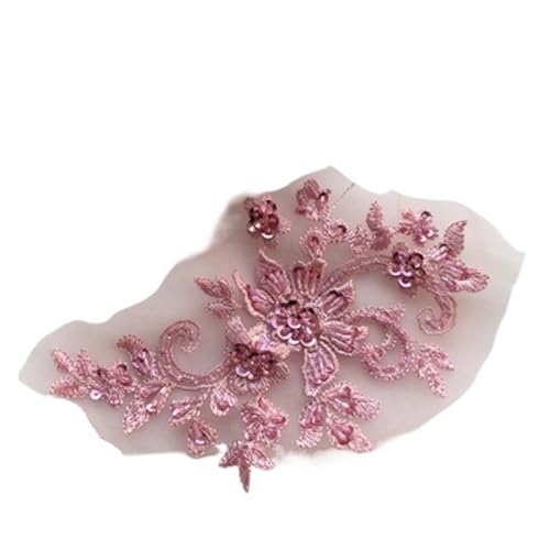 MYXJX applizieren, DIY handgemachte Perlenapplikation Blumenaufnäher Hochzeitszubehör Spitze(Red) von MYXJX