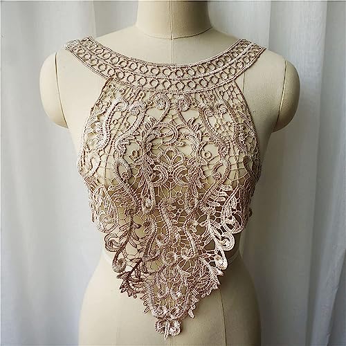 MYXJX applizieren, Floraler Stoffkragen, Bestickt, Hochzeitskleid-Applikationen, Bohemian-Stil, Aufnäher for Kleid, DIY-Dekoration(Beige) von MYXJX