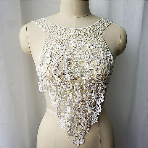 MYXJX applizieren, Floraler Stoffkragen, Bestickt, Hochzeitskleid-Applikationen, Bohemian-Stil, Aufnäher for Kleid, DIY-Dekoration(Bianco) von MYXJX