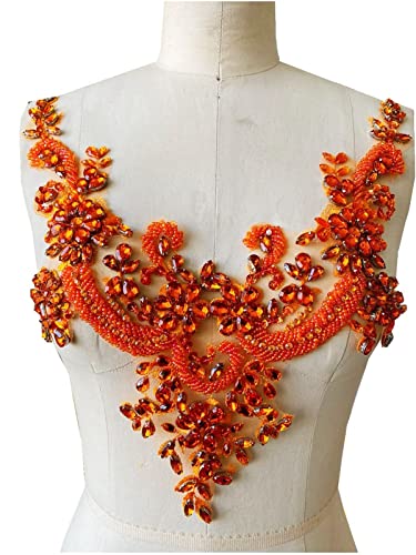 MYXJX applizieren, Glänzende, mit Perlen bestickte Applikationen, Spitze, Pailletten, Accessoires, Kostüm, Kostüme, Hochzeitskleid, Kragendekoration(Oranje) von MYXJX