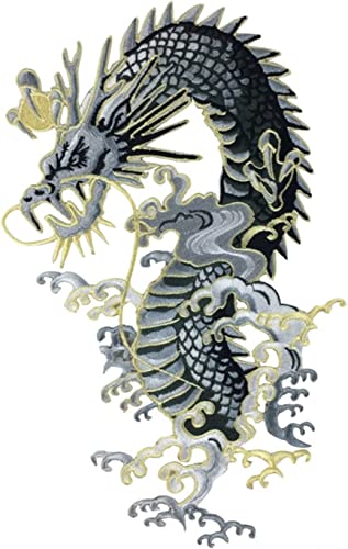 MYXJX applizieren, Goldener Drache, bestickte Applikation, große Stoffaufkleber, Aufnäher, Dekoration, Bühnenoper, Kleidungszubehör(Right 11 * 18cm) von MYXJX