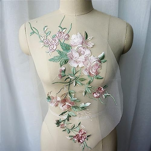 MYXJX applizieren, Graue bestickte Blumen-Spitzenstoff-Applikationen, Kragen, Netzstoff, Aufnäher for Hochzeitskleid, Dekoration, Kleid, DIY(Bianco) von MYXJX
