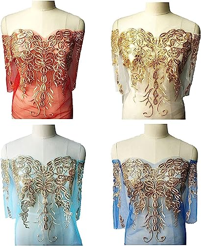 MYXJX applizieren, Mesh-gestickte Hochzeitskleid-Applikationen, Spitzenbesätze, Stoff-Mesh-Nähflicken for die DIY-Dekoration von Kleidern(Light Blue) von MYXJX