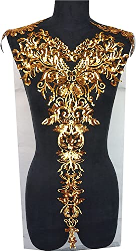 MYXJX applizieren, Pailletten-Applikationen, Netz-Epaulette, Stickerei, Spitze, Stoff, Hochzeit, for Aufnähen, for Aufnähen von Kleidern(Black) von MYXJX