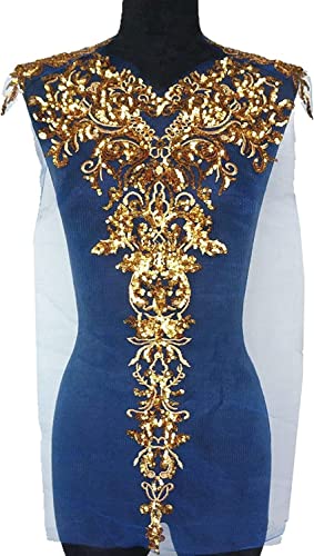 MYXJX applizieren, Pailletten-Applikationen, Netz-Epaulette, Stickerei, Spitze, Stoff, Hochzeit, for Aufnähen, for Aufnähen von Kleidern(Blu) von MYXJX
