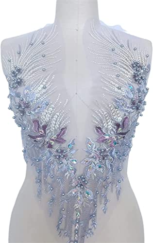MYXJX applizieren, Perlen, Strasssteine, Spitzenapplikationen, Bohren, Blumenaufnäher, handgefertigte Accessoires for Kleider, Kostüme(Purple) von MYXJX