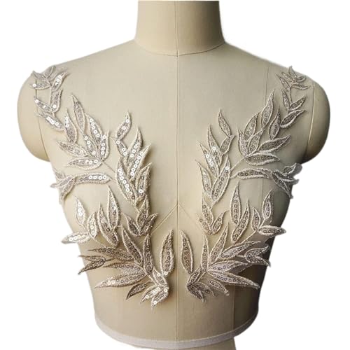 MYXJX applizieren, Spitzenstoff mit Hellen Blättern und Pailletten, bestickte Applikationen for Kleider, Kragen, Aufnäher for Hochzeitsdekoration, Kleid, DIY MYXJX applizieren, Spitzenstoff mit Hellen Blättern und Pailletten, bestickte Applikationen for Kleider, Kragen, Aufnäher for Hochzeitsdekoration, Kleid, DIY von MYXJX