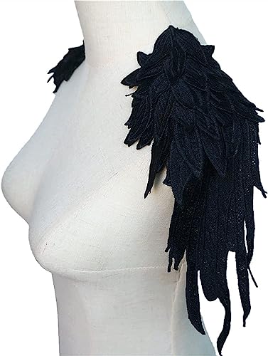 MYXJX applizieren, Stickerei-Engelsflügel-Applikation, Nähen, Blumenkragen, Aufnäher for Hochzeit, Party, Kleid, Brautkleid, Kleidung, DIY-Handwerk(Black) von MYXJX