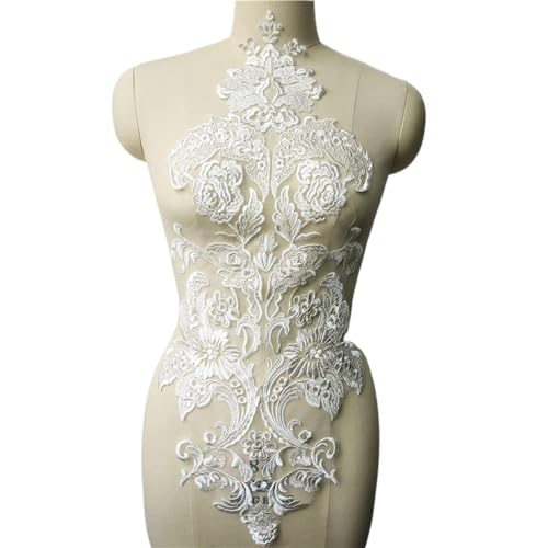 MYXJX applizieren, Weißer Spitzenstoff mit Pailletten, Blumen, Applikationen for Hochzeitskleider, bestickte Barock-Besätze, Kragen, Aufnäher for Aufnähen for Kleid, DIY-Dekoration MYXJX applizieren, Weißer Spitzenstoff mit Pailletten, Blumen, Applikationen for Hochzeitskleider, bestickte Barock-Besätze, Kragen, Aufnäher for Aufnähen for Kleid, DIY-Dekoration von MYXJX