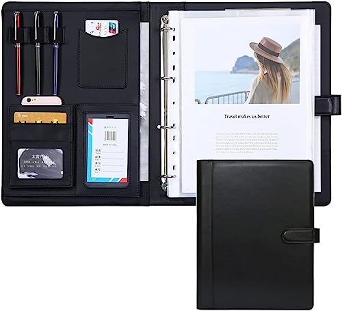 Portfoliomappe a4, Executive File Legal Document Organizer mit Taschen for Männer und Frauen(Svart) von MYXJX