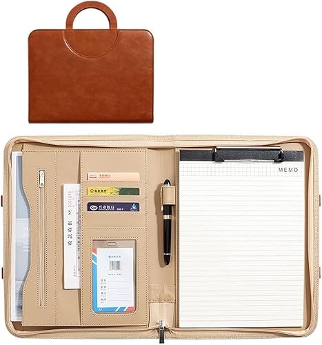 Portfoliomappe a4, Klemmbrett Business Konferenztasche for Damen und Herren(Bruin) von MYXJX