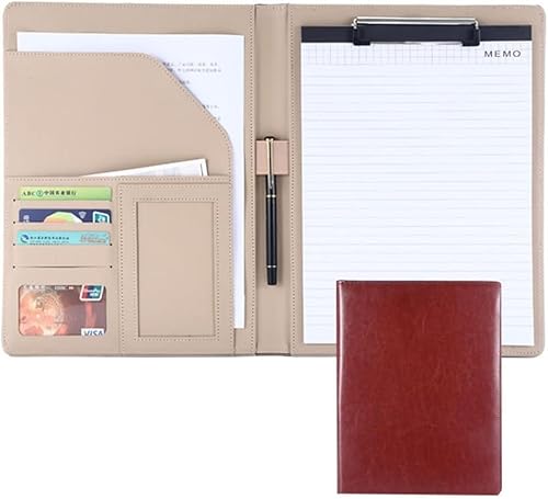 Portfoliomappe a4, Klemmbrett im A4-Format, Organizer for Bewerbungsgespräche, Konferenzen und juristische Dokumente for Damen/Herren(Bruin) von MYXJX