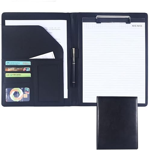 Portfoliomappe a4, Klemmbrett im A4-Format, Organizer for Bewerbungsgespräche, Konferenzen und juristische Dokumente for Damen/Herren(Svart) von MYXJX