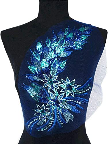 applizieren, Applikation Netzbesatz Nähen Stoff Kragen Patch Motiv Hochzeitskleid Braut DIY Handwerk(Blu) von MYXJX