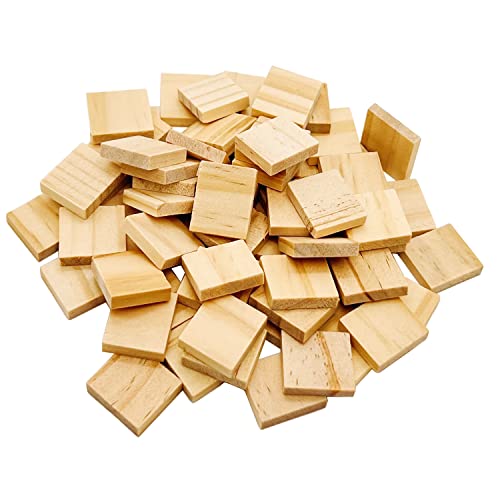 MYYZMY 200 Stück Holz-Buchstabenfliesen, 2,2 x 1,8 cm, unlackiert, blanko, Holzquadrate für Bastelarbeiten, Dekoration, Lasergravur, Schnitzen von MYYZMY