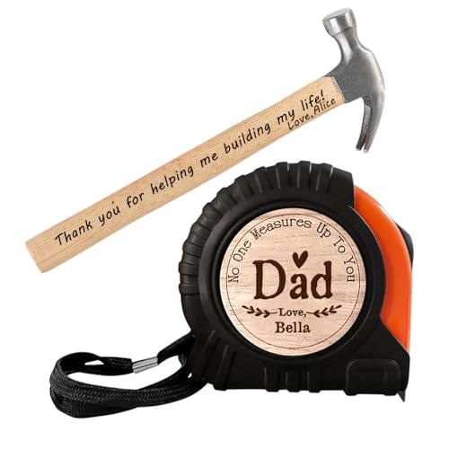 Personalisiertes Maßband-Hammer-Set für Papa, niemand misst bis zu Ihnen, individuelles Holz-Vater-Maßband, individuelle Maßbänder für den Vatertag, Geschenke für Opa, Papa-Geschenk von MYZQIFF