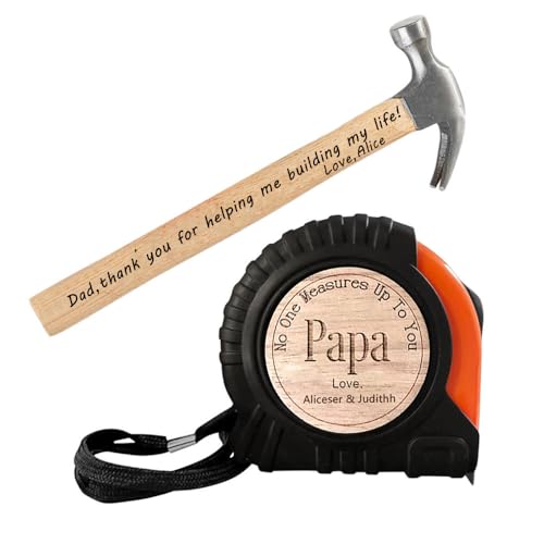 Personalisiertes Maßband-Hammer-Set für Papa, niemand misst bis zu Ihnen, individuelles Holz-Vater-Maßband, individuelle Maßbänder für den Vatertag, Geschenke für Opa, Papa-Geschenk von MYZQIFF