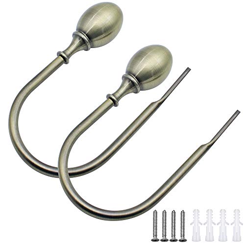 MZMing [2 Stück] Vorhang Raffhalter Haken Gardinenhalter Raffhalter Wand Metall U-Form Raffhaken Wandbefestigung Vorhang Halter Dekorativ Vorhänge Raffbügel für Vorhang Gardinen Haus Dekoration Bronze von MZMing