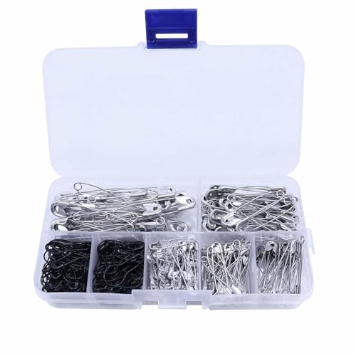 270 Stück Sicherheitsnadeln Set, 6Größen Sicherheitsnadeln KleinSilber,fürKunsthandwerkundSchneiderei(22mm/28mm/32mm/38mm/45mm/55mm) von MZOYOURO