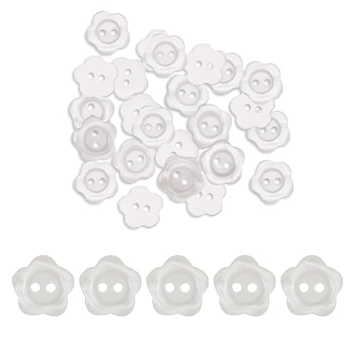 50 Stück 2-Loch-Blumen-Harzknöpfe, Perlglanz-Nähknöpfe, weiße Perlglanz-Knöpfe, für Baby und Kinder, Strickjacken, DIY, Handarbeit, Nähen, Basteln, Dekoration 50 Stück 2-Loch-Blumen-Harzknöpfe, Perlglanz-Nähknöpfe, weiße Perlglanz-Knöpfe, für Baby und Kinder, Strickjacken, DIY, Handarbeit, Nähen, Basteln, Dekoration von MZOYOURO
