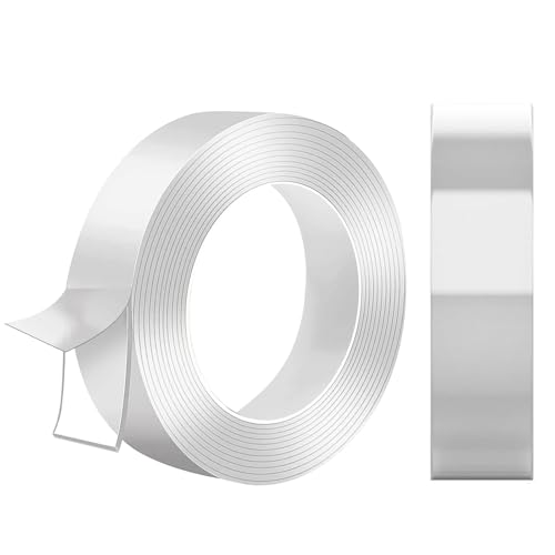 Doppelseitiges Klebeband Abnehmbar Spurlos Nano Tape, Double Sided Tape, Klebeband Doppelseitig Ablösbar für Foto Wand, Postern, Teppich, Küche, Zuhause 2 Rollen 3M von MZOYOURO