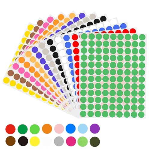 Farbige Punkte Farbkodierung-Aufkleber, Kleine Runde Dot Aufkleber, Farbcodierung Etiketten für Büro Schule Kalender Karten Aufkleber Supplies 28 Farben 12600pcs (6mm) von MZOYOURO