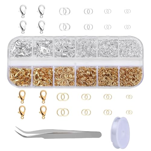 882 Stück Kettenverschluss, Verschlüsse für Armbänder, Schmuckherstellung Zubehör, Ketten Verschlüsse Armband Verschluss Diy Set mit Zange Pinzette, Jewelry Bracelet Making Kit, Gold & Silber von MZOYOURO