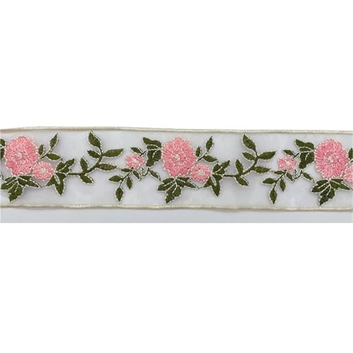 2 Yards Ethno-Stil Stickerei Spitze Blume Organza Hanfu Kleidung Zubehör Band(Color 1) von MZPOZB