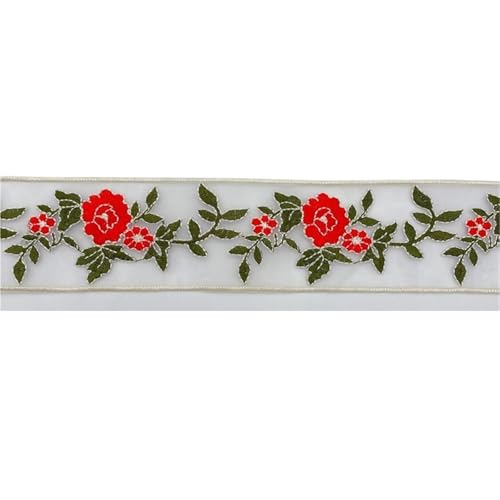 2 Yards Ethno-Stil Stickerei Spitze Blume Organza Hanfu Kleidung Zubehör Band(Color 2) von MZPOZB