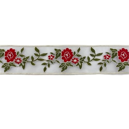 2 Yards Ethno-Stil Stickerei Spitze Blume Organza Hanfu Kleidung Zubehör Band(Color 3) von MZPOZB
