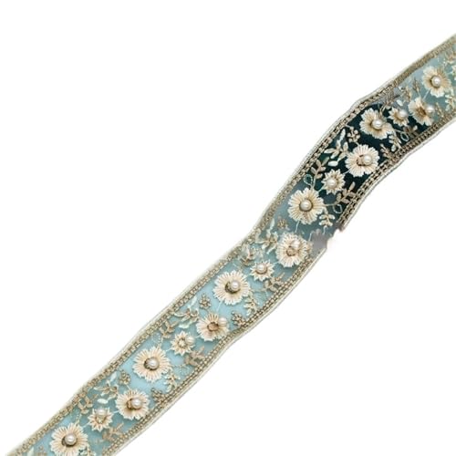 2 Yards Stickerei Spitze Trim Perle Perlen Band Kleidungsstück Hochzeit Kleid Decor Trimmen DIY Zubehör(Color 3) von MZPOZB