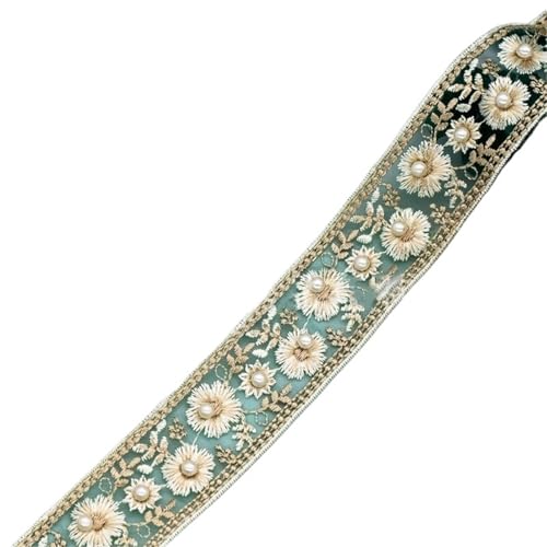 2 Yards Stickerei Spitze Trim Perle Perlen Band Kleidungsstück Hochzeit Kleid Decor Trimmen DIY Zubehör(Color 5) von MZPOZB