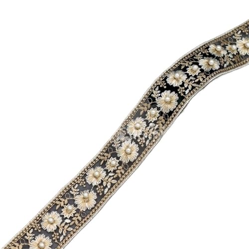 2 Yards Stickerei Spitze Trim Perle Perlen Band Kleidungsstück Hochzeit Kleid Decor Trimmen DIY Zubehör(Color 7) von MZPOZB