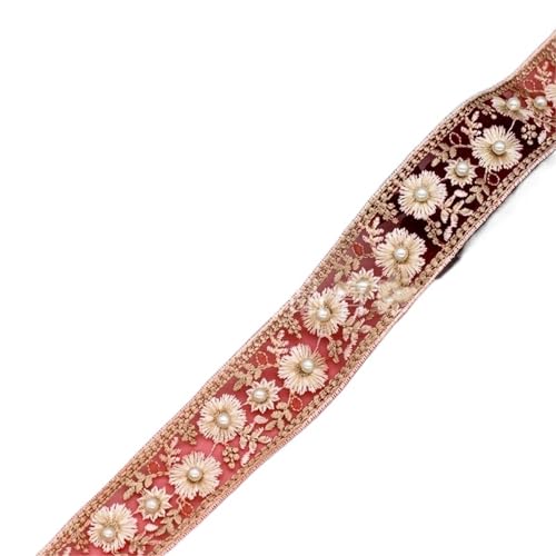 2 Yards Stickerei Spitze Trim Perle Perlen Band Kleidungsstück Hochzeit Kleid Decor Trimmen DIY Zubehör(Color 8) von MZPOZB