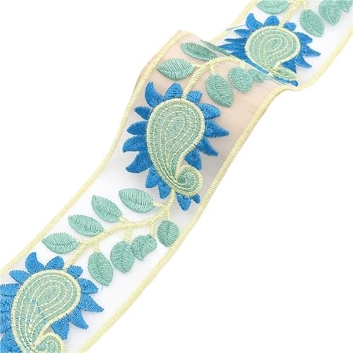 2 Yards bestickte Spitzenborte, ethnische Gurtbänder for Kleidung, Dekoration, DIY, Nähen, Applikationen(5.3cm-A) von MZPOZB