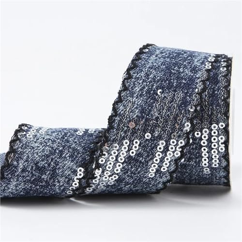 25MM/38MM Pailletten Denim Gurtband Handgemachte Bogen Haar Zubehör Bänder DIY Materialien Kleidung(Color-05,25mm 50 yards) von MZPOZB