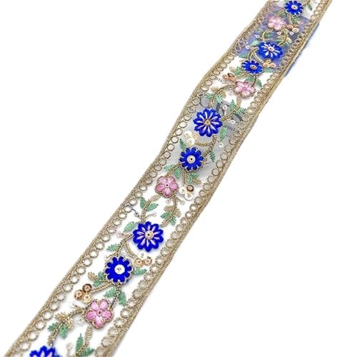 5yards Blume Stickerei Spitze Band Trimmen DIY Nähbedarf Vorhang/Tischdecke Decor Zubehör(Deep blue) von MZPOZB