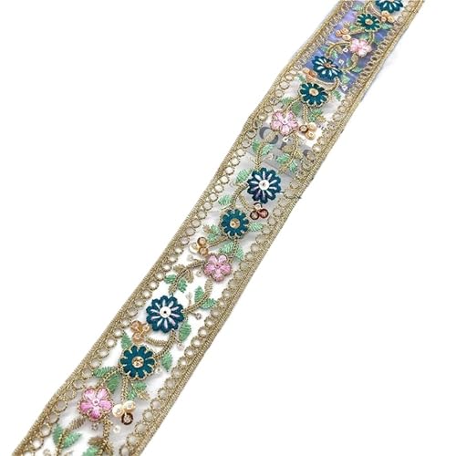 5yards Blume Stickerei Spitze Band Trimmen DIY Nähbedarf Vorhang/Tischdecke Decor Zubehör(Green) von MZPOZB