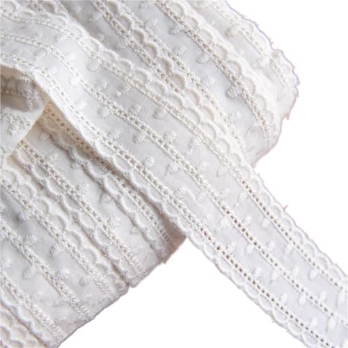 Baumwolltuch Bilaterale Stickerei Spitzenbesatz Rand DIY Rock Damen Kleidung Kleid Heimtextilien 3CM breit(Beige yellow,15Yard) von MZPOZB