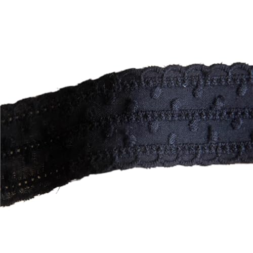 Baumwolltuch Bilaterale Stickerei Spitzenbesatz Rand DIY Rock Damen Kleidung Kleid Heimtextilien 3CM breit(Black,15Yard) von MZPOZB