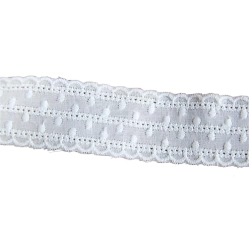 Baumwolltuch Bilaterale Stickerei Spitzenbesatz Rand DIY Rock Damen Kleidung Kleid Heimtextilien 3CM breit(White,15Yard) von MZPOZB
