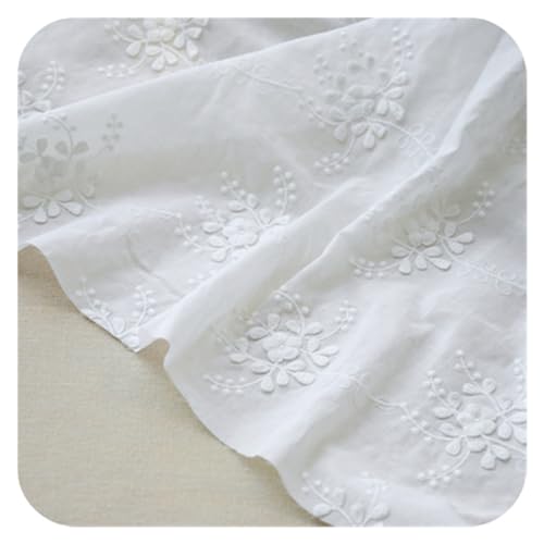 Bestickter Stoff Baumwolltuch, bestickt, 3D-Blumen-Spitzenstoff, handgefertigt, for Damen, Kleidung, Baby, Kleid, Tischdecke, Zubehör Bestickter Baumwollstoff (Color : Off white cotton, Size : 1Yard Bestickter Stoff Baumwolltuch, bestickt, 3D-Blumen-Spitzenstoff, handgefertigt, for Damen, Kleidung, Baby, Kleid, Tischdecke, Zubehör Bestickter Baumwollstoff (Color : Off white cotton, Size : 1Yard von MZPOZB