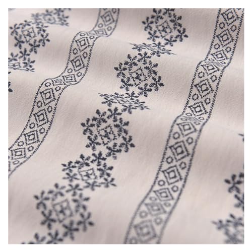 Bestickter Stoff Vintage Baumwoll- und Leinenstoff for Kleidung, Kleid, Hemd, Cheongsam, Tischdecke, handgemachter Diy-Stoff Bestickter Baumwollstoff (Color : White, Size : 1meter 100cmx140cm) von MZPOZB