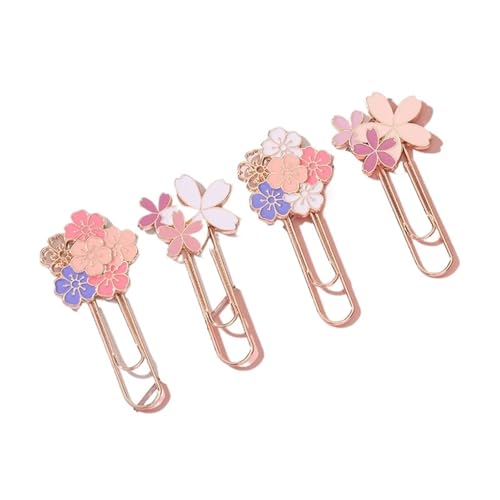 Kirschblüten-Büroklammer, kreatives, süßes Metall-Lesezeichen, exquisite, schöne Notizbuch-Dekoration, Schreibwaren(4 pcs) von MZPOZB