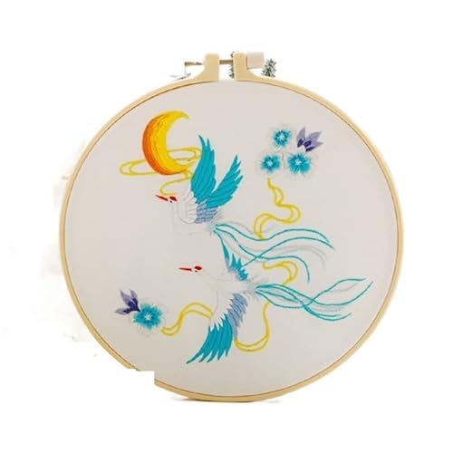 Stickerei-Bausatz Stickset Vögel Muster Stickset for Anfänger DIY Handmade Embroideri Fancywork Nähen Kreuzstich Set Stickpackung (Color : Kit-8, Size : Without Hoop) von MZPOZB