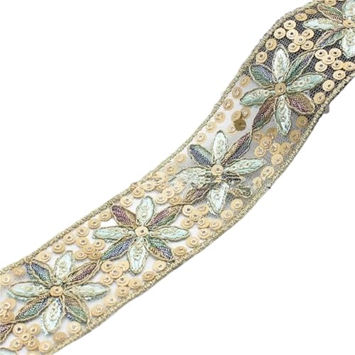 Stickspitzenband, Bekleidungszubehör, Kleiderdeko-Materialien, 2 Yards(Color-01) von MZPOZB