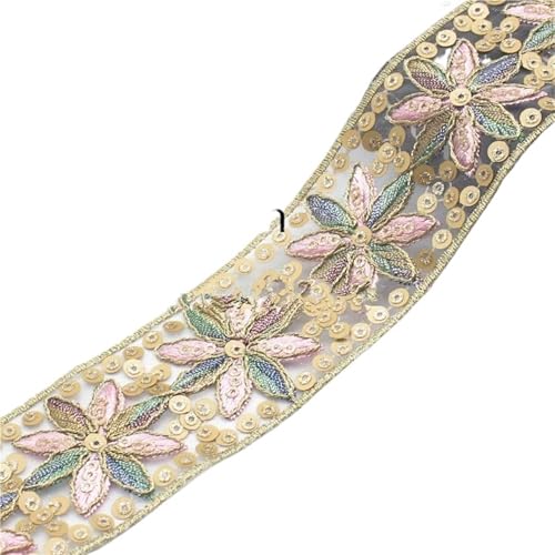 Stickspitzenband, Bekleidungszubehör, Kleiderdeko-Materialien, 2 Yards(Color-03) von MZPOZB